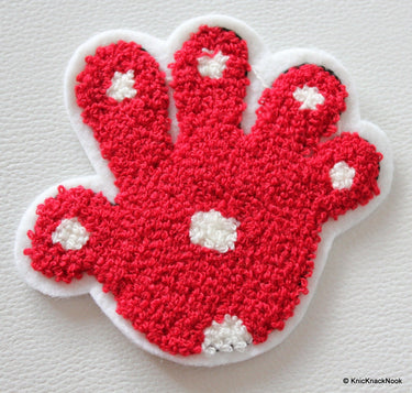 2 x Red Hands Palms Applique Patches
